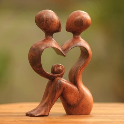 Dareios A Heart Shared by Two Romantic Wood Figurine - Image 0