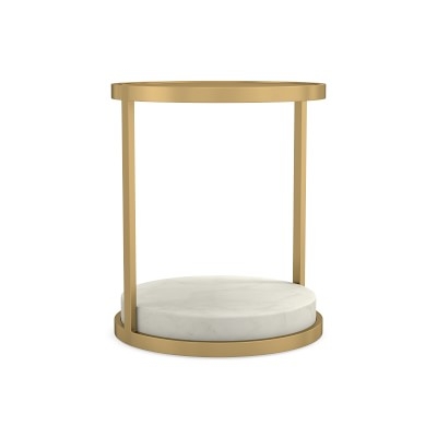 Odesa Medium Accent Table, Marble, White, Antique Brass - Image 1