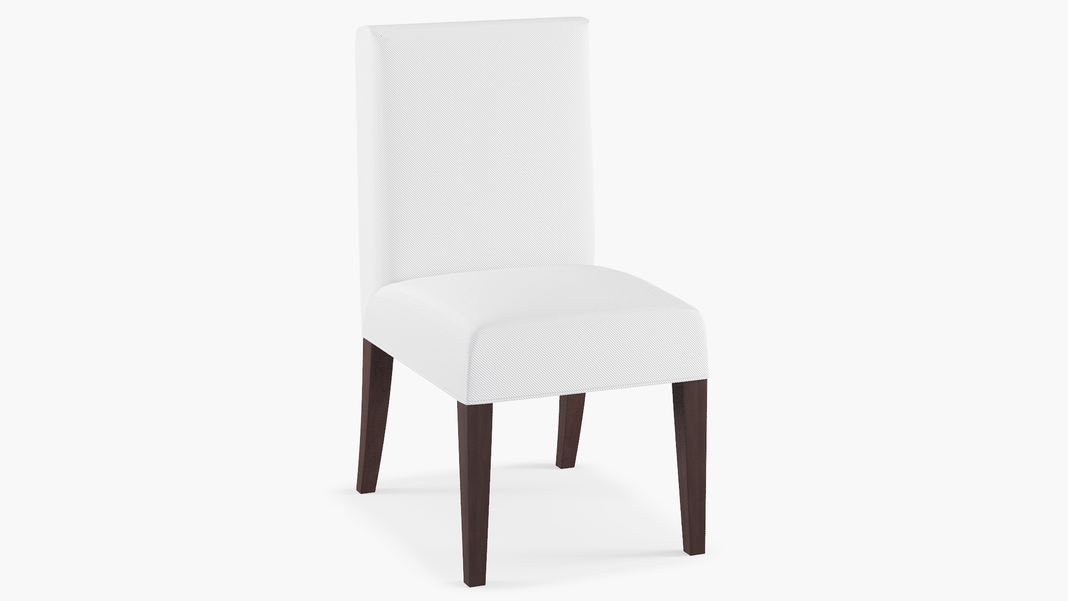 Classic Dining Chair, White Twill, Espresso - Image 1