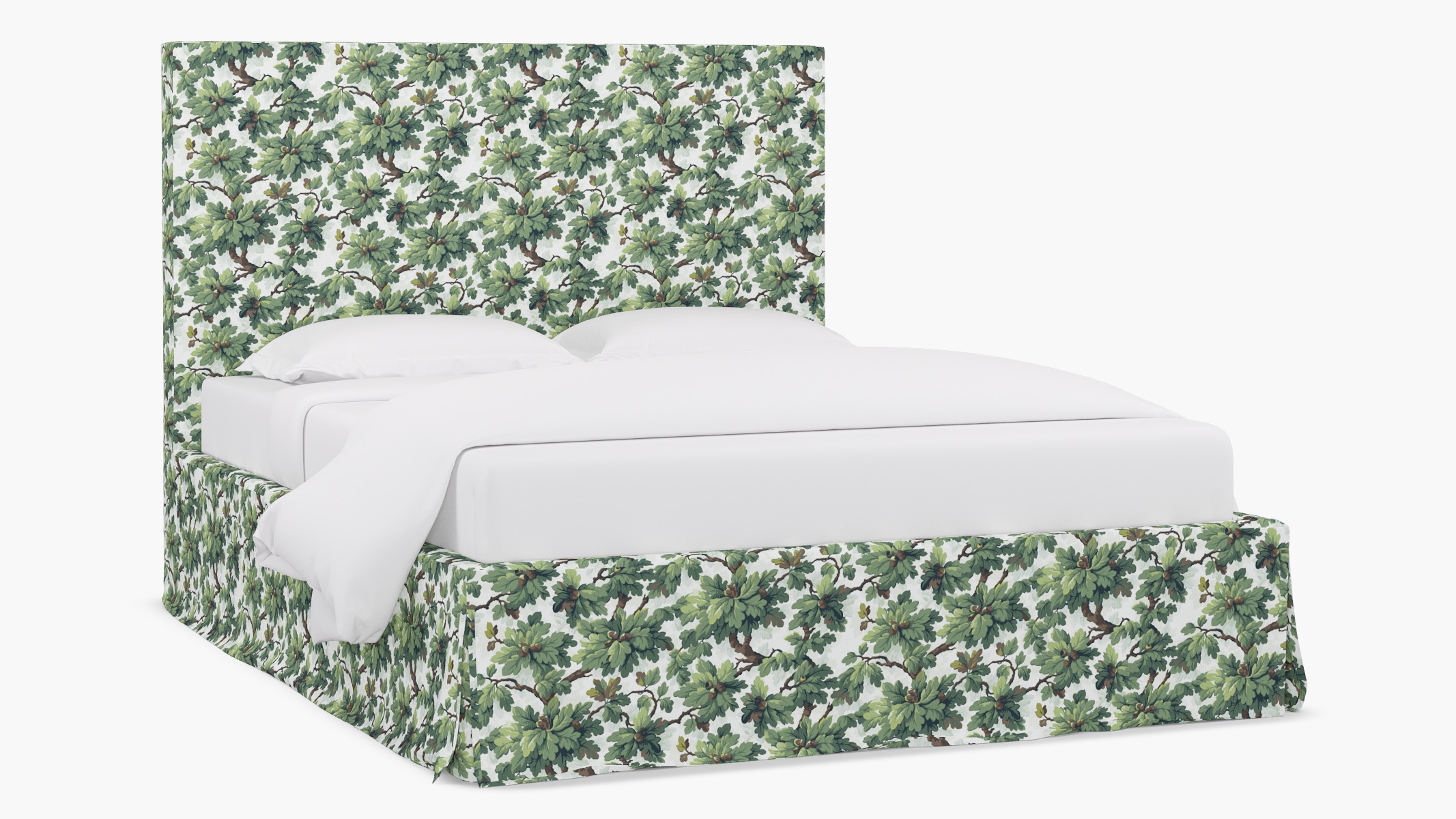 Slipcovered Bed, Vert Woodland, Queen - Image 1