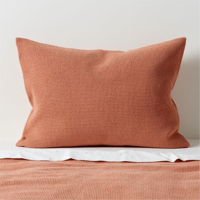 Scoop Clay Waffle Weave Organic Cotton Kids Pillow Sham - Image 0