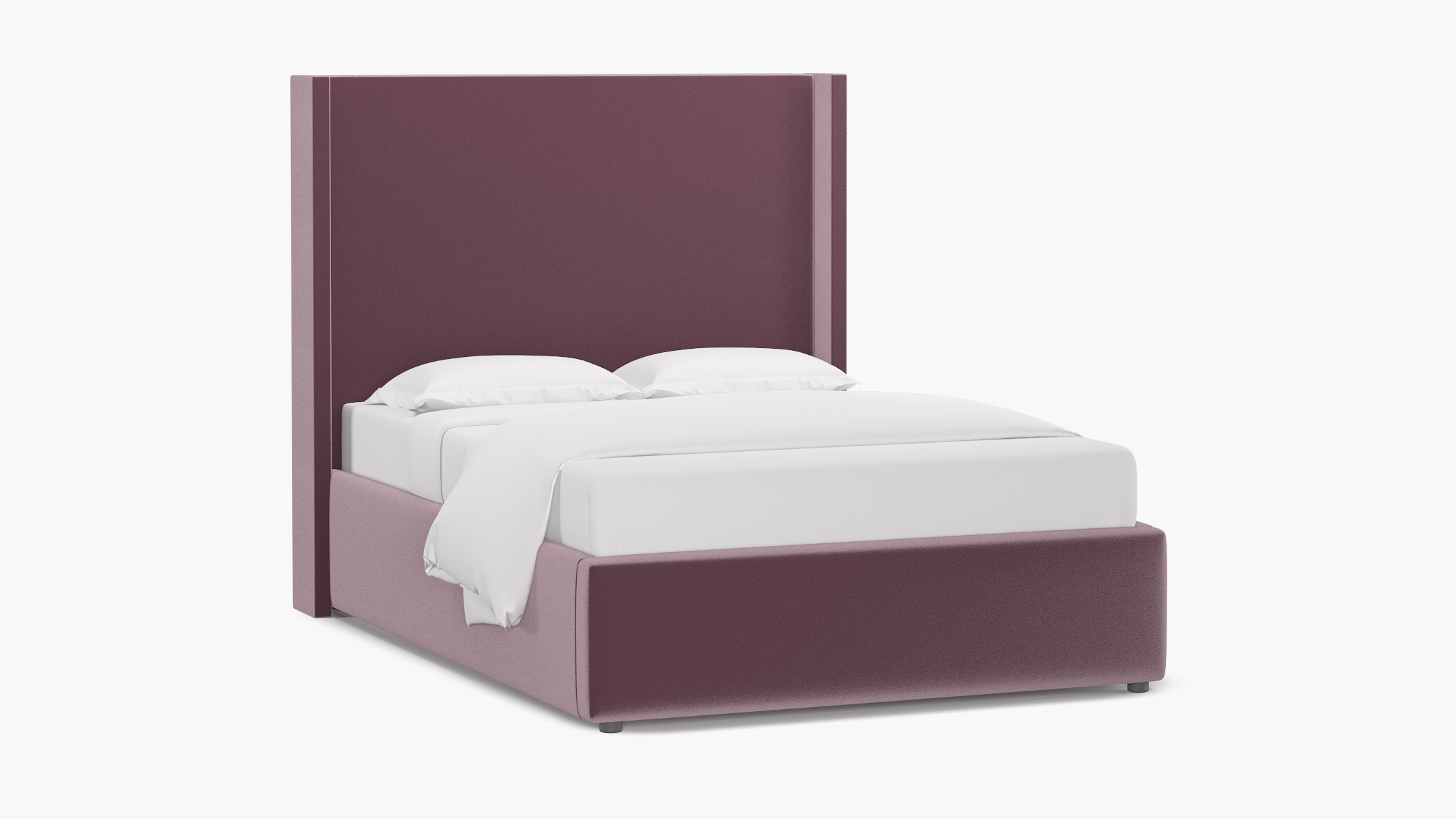 Modern Wingback Bed, Lavender Performance Plush Velvet, Full - Image 1