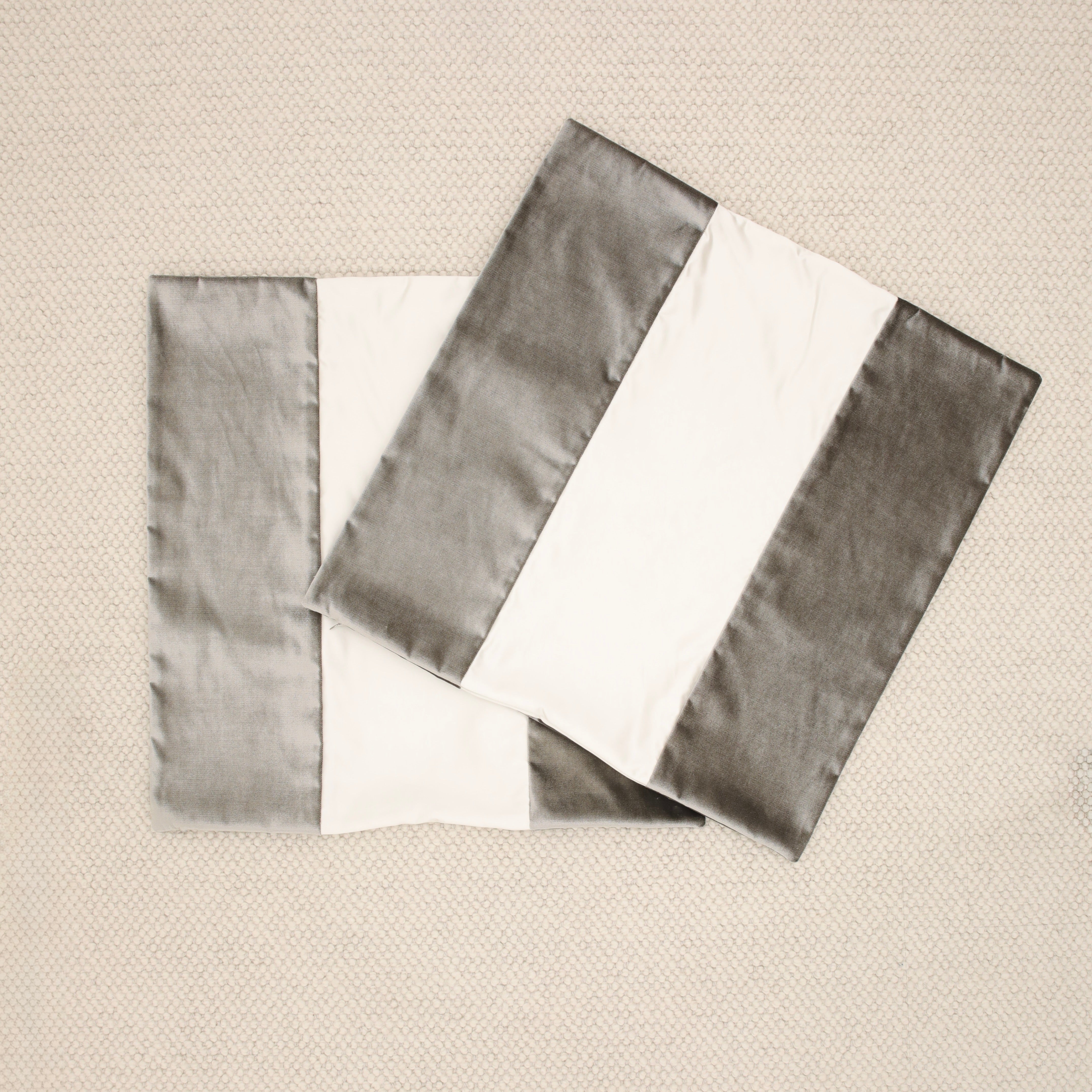 PAIR OF 24" PANEL COLORBLOCK : FAUX SILK VELVET // QUARTZ - Default Title - Image 0