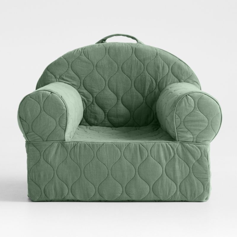 Large Iceberg Green Organic Cotton Quilted Corduroy Kids Lounge Nod Chair - Image 2