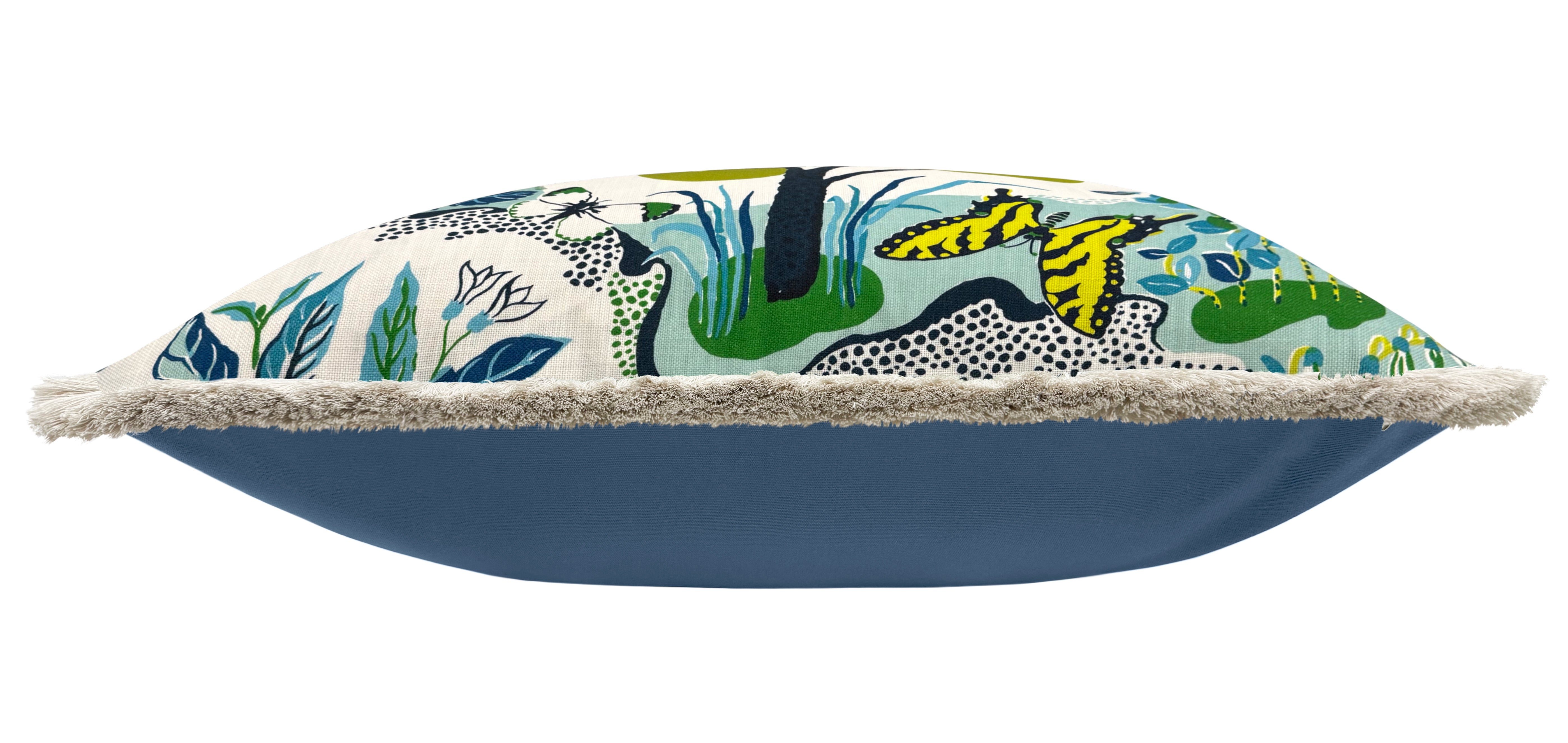 OUTDOOR : CITRUS GARDEN // CHARTREUSE | SCHUMACHER - 20" X 20" / Natural Fringe / CAPRI BLUE - Image 0