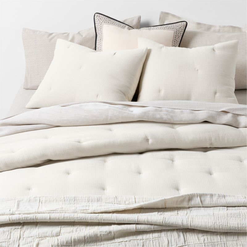 Aire Organic Cotton Textured Natural Taupe Euro Bed Pillow Sham - Image 1