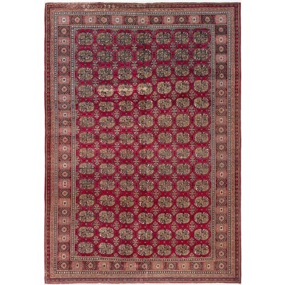 One-of-a-Kind Joan Hand-Knotted 2010s Keisari Dark Red 6'7" x 9'6" Wool Area Rug - Image 0