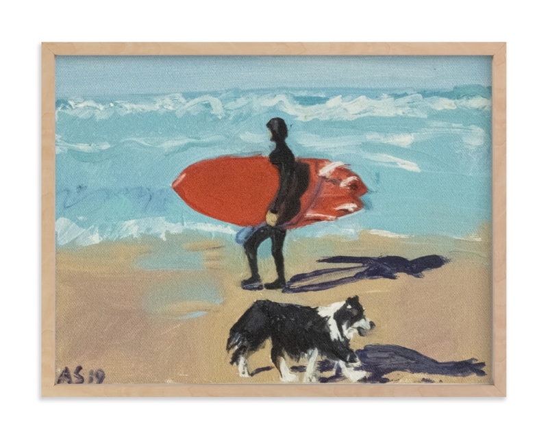 Dog Beach Carmel; Surfer With Dog Children's Art Print - Image 0
