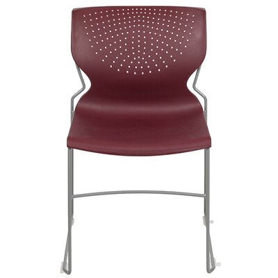 661 Lb. Capacity Burgundy Full Back Stack Chair With Gray Powder Coated Frame - Image 0