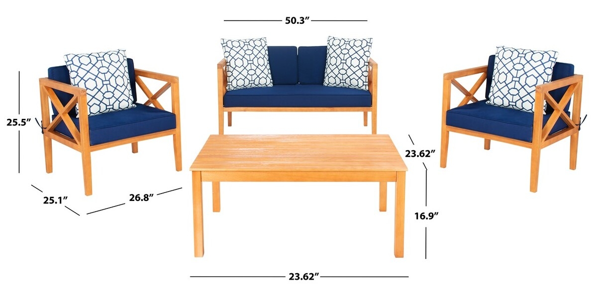 Nunzio 4 Piece Set - Natural / Navy - Safavieh - Image 9