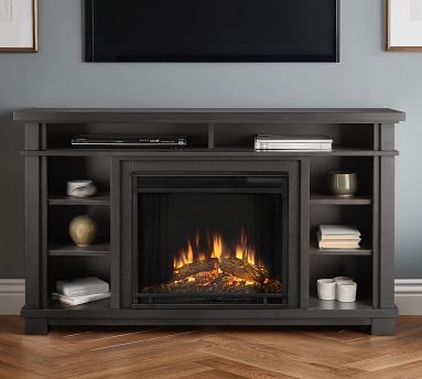 Felicia Electric Fireplace Media Cabinet, Gray - Image 3