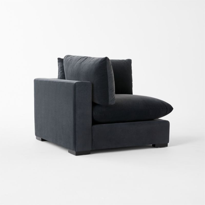 Deseo Charcoal Grey Performance Velvet Standard Depth Corner Chair - Image 2