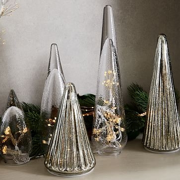 Light-Up Mercury Glass Christmas Tree, 14" - Image 2