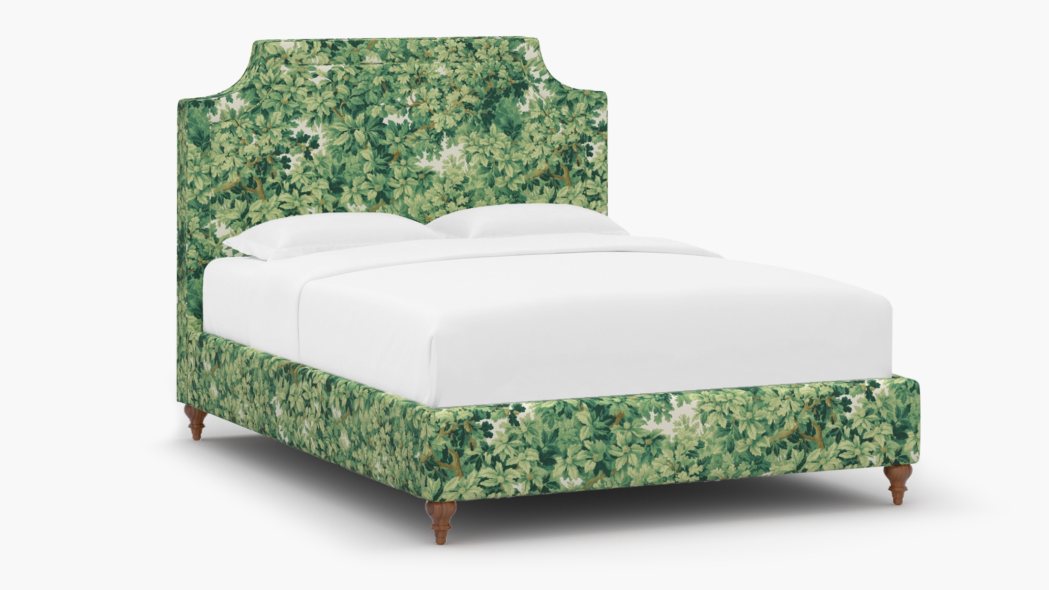 Deco Bed, Verdure Bois De Chene, Walnut Traditional Turned Leg, Full - Image 1