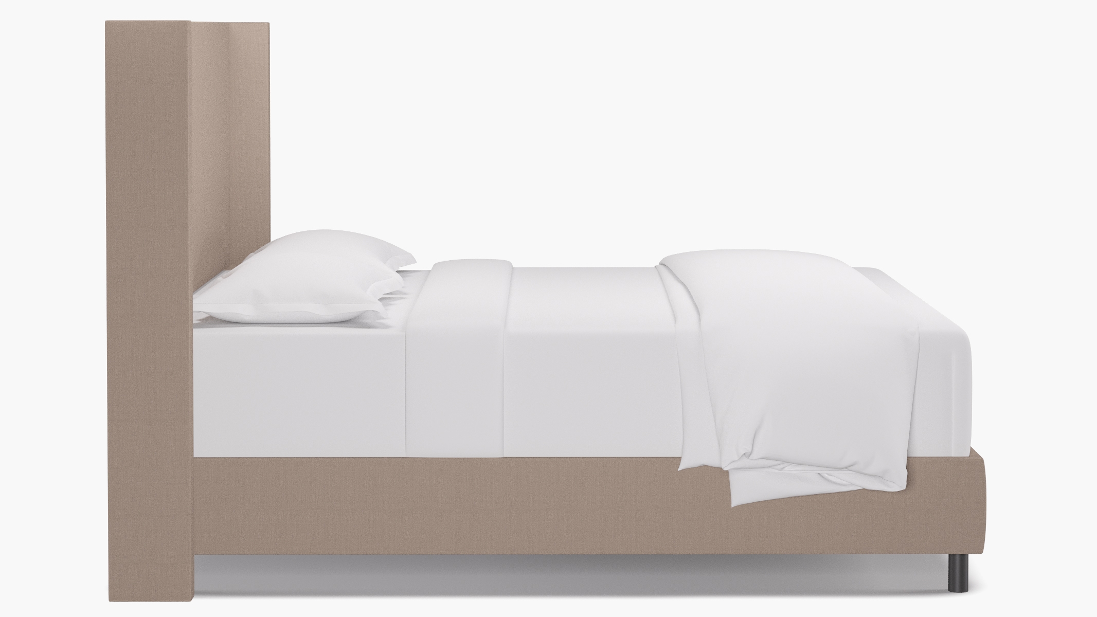 Modern Wingback Bed, Husk Everyday Linen, King - Image 2