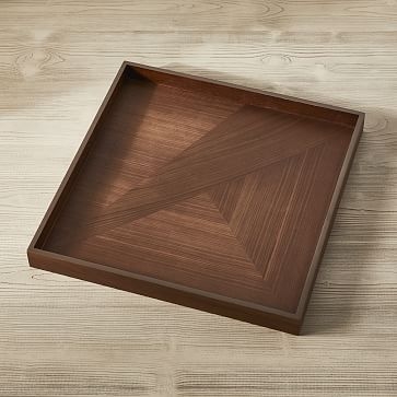 Modern Marquetry Tray, Rectangle, 16"x20", Walnut - Image 1