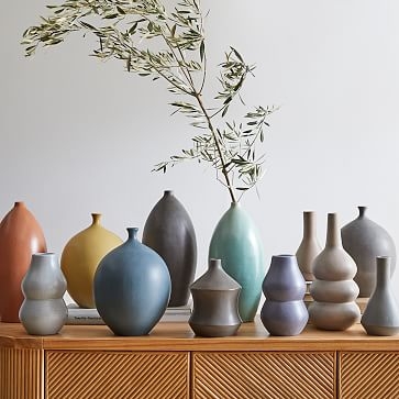 Crackle Glaze Vases, Vase, Dark Olive, Ceramic, Small - Image 3