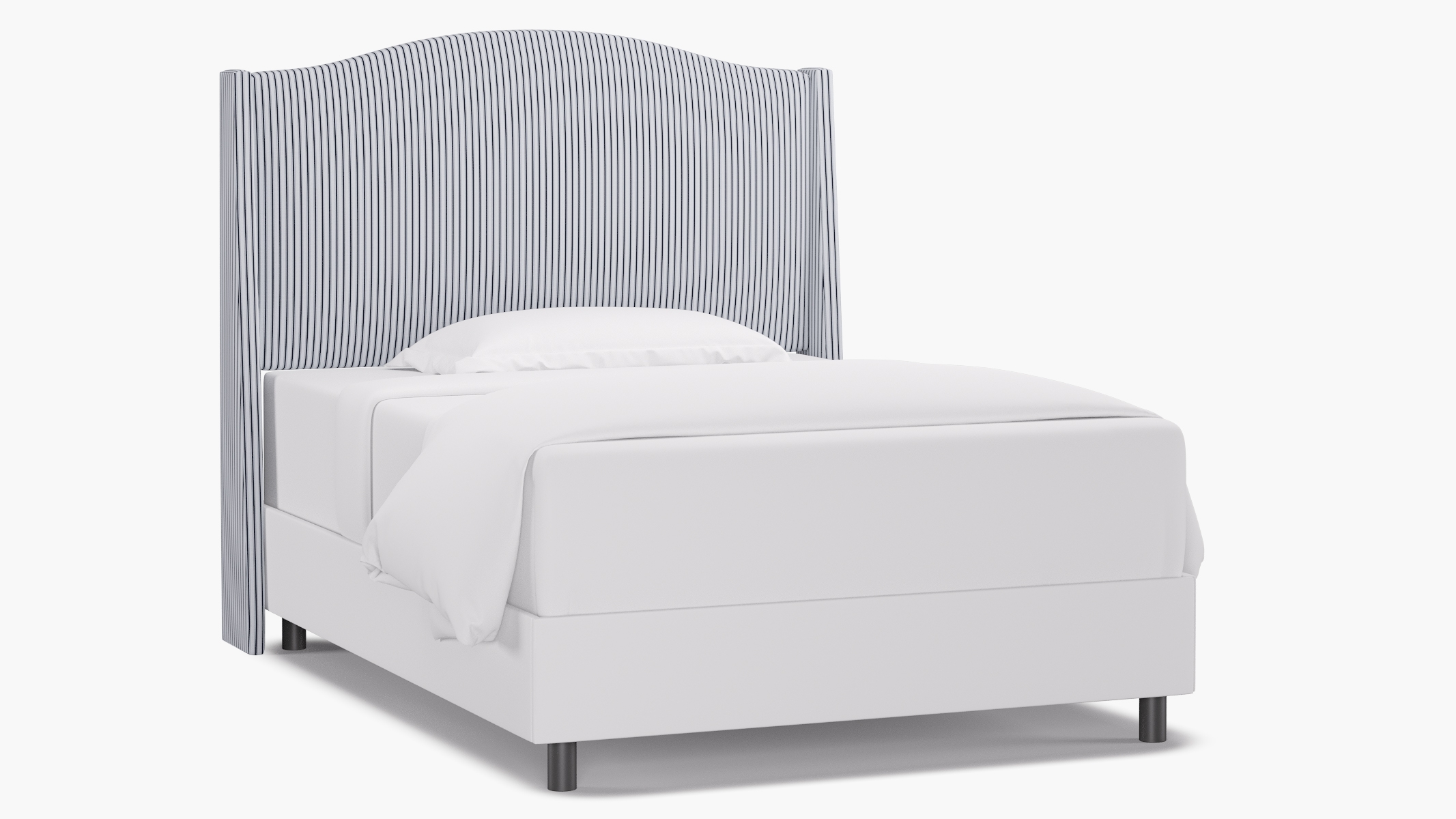 Classic Wingback Headboard, Navy Classic Ticking Stripe, Full - Image 0