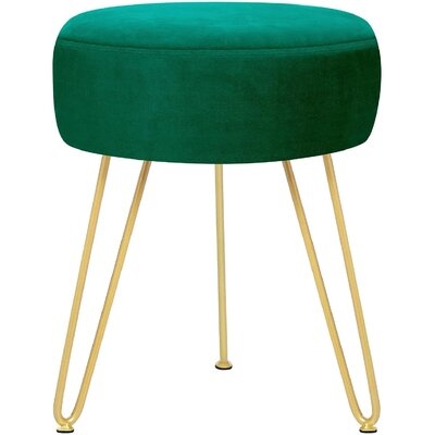 Vanity Footrest Stool Velvet Round Storage Ottoman Footstool Modern Vanity Upholstered Dressing Chair Side Table Seat With Golden Metal Leg Tray Top Coffee Table For Living Room, Bedroom - Image 0