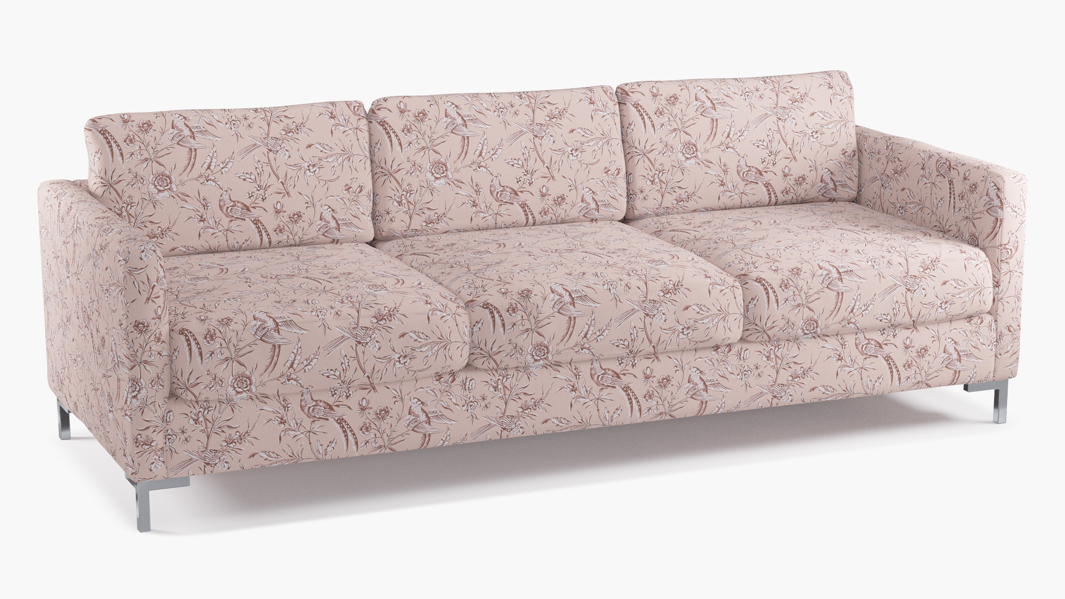 Modern Sofa, Blush Aviary, Chrome L Leg - Image 1