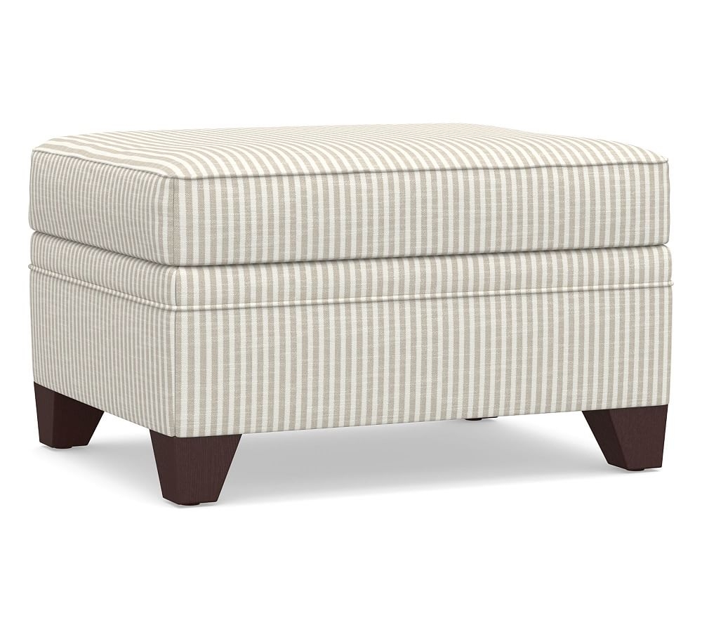 Cameron Upholstered Storage Ottoman, Polyester Wrapped Cushions, Classic Stripe Oatmeal - Image 0