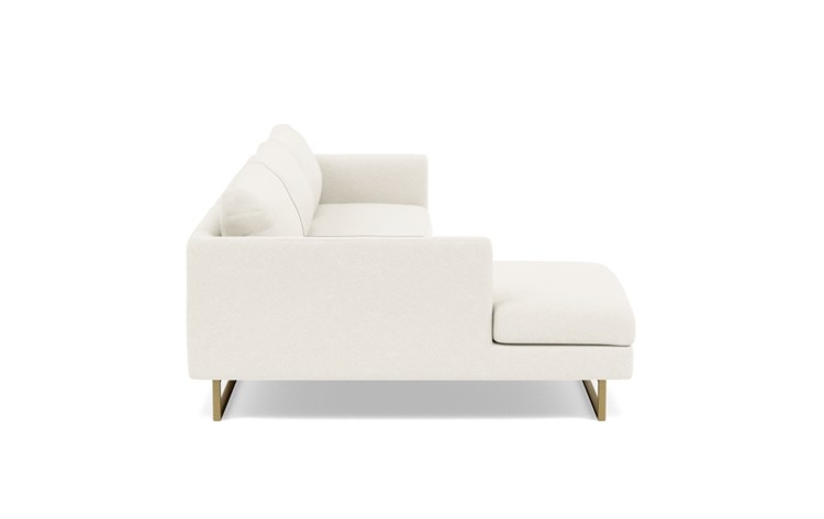 Owens Left Sectional with White Cirrus Fabric, down alt. cushions, and Matte Brass legs - Image 2