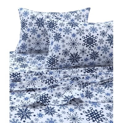Keiron Snowflakes 170-GSM Printed Flannel Extra Deep Pocket 100% Cotton Sheet Set - Image 0