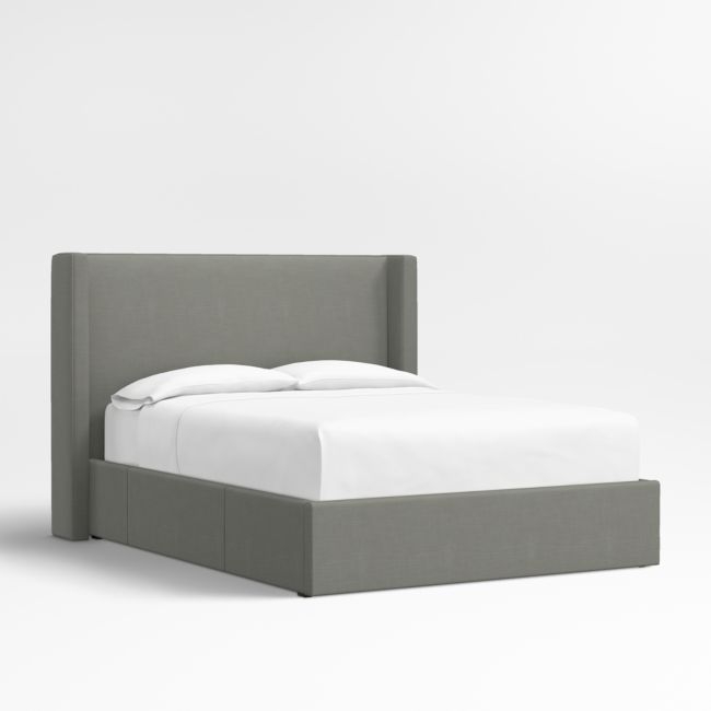 Arden 52" Graphite Grey Queen Upholstered Headboard with Storage Bed Base - Image 0