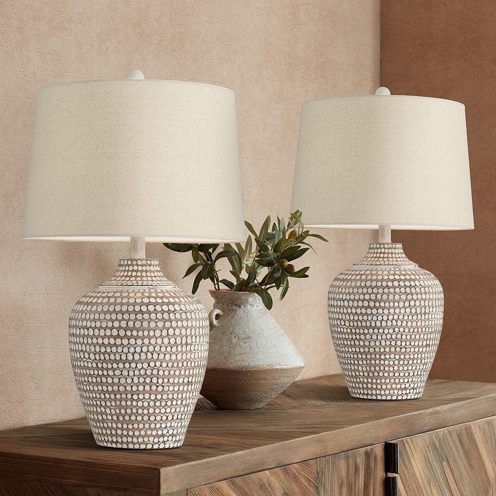 Regency Hill Alese 23 1/2" Textured Dot Jug Table Lamps Set of 2 - Image 0