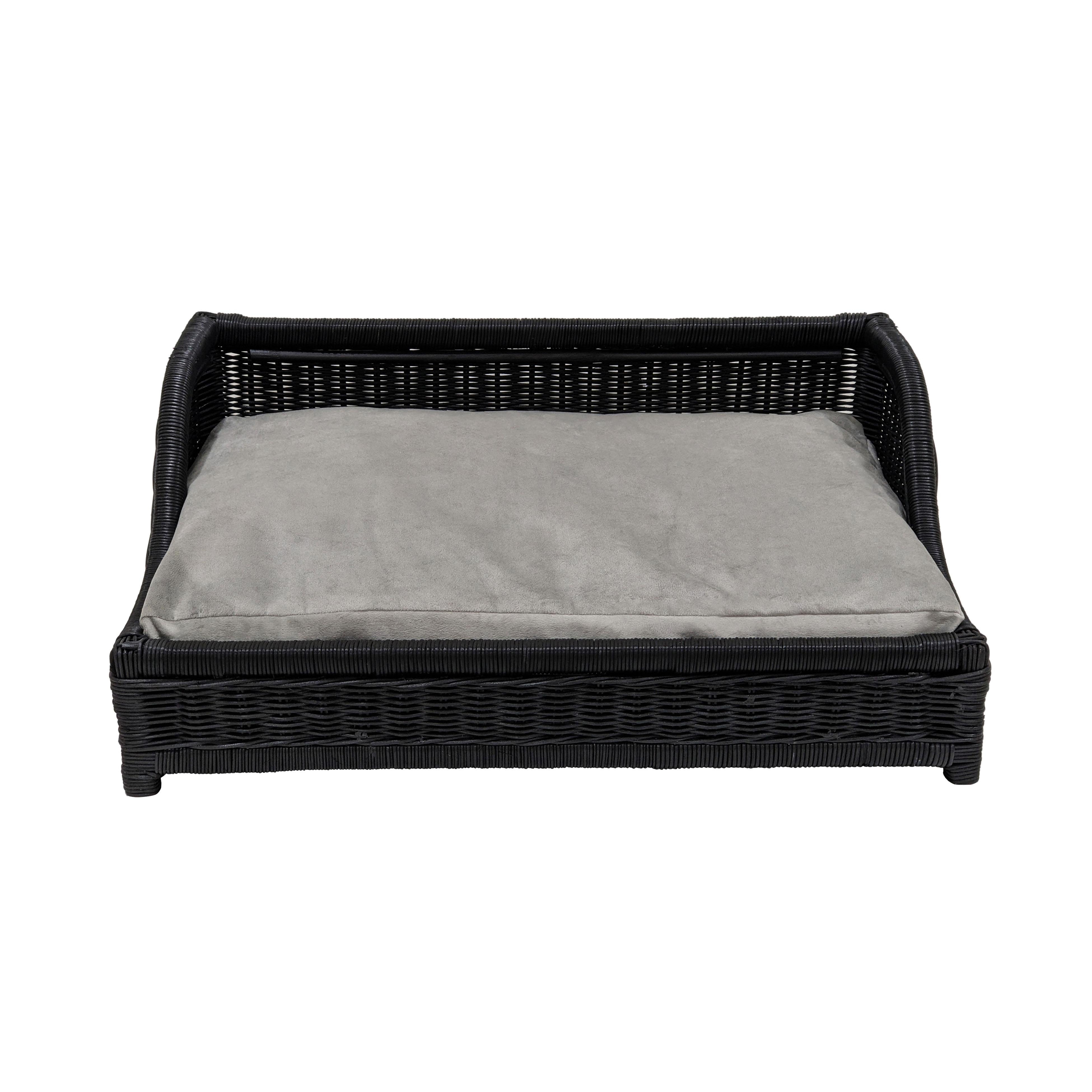 Poppy Black Rattan Small Pet Bed - Image 2