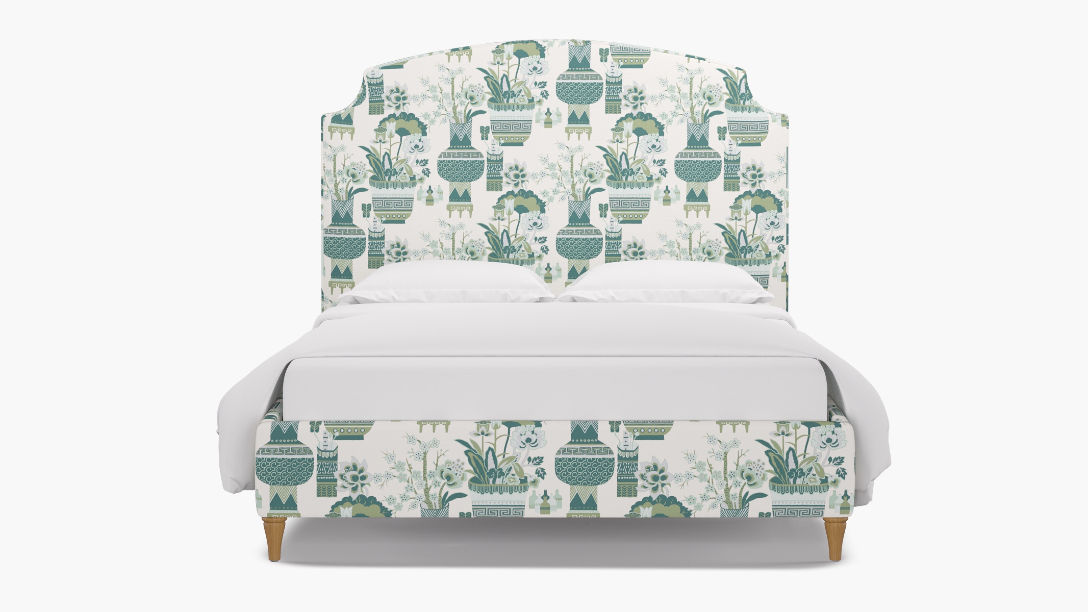 Cove Bed, Pistachio Kan-Shie, Natural Decorative Tapered Leg, Queen - Image 0