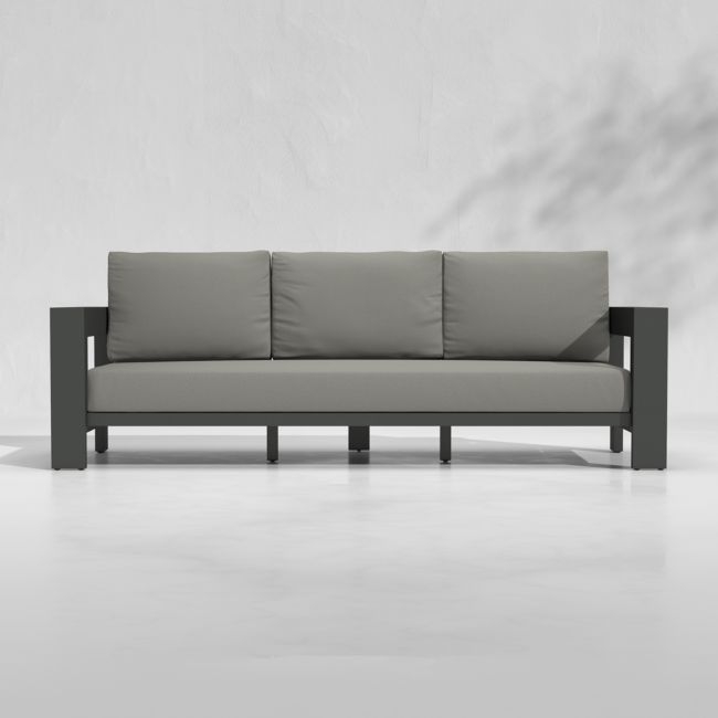 Walker Outdoor Metal Sofa with Graphite Sunbrella ® Cushions - Image 0