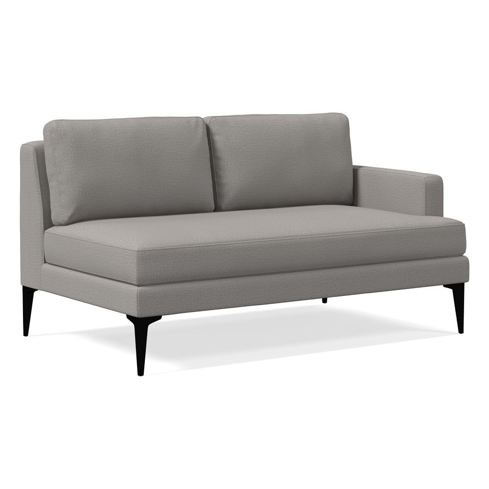 Andes Petite Right Arm 2 Seater Sofa, Poly, Yarn Dyed Linen Weave, Pearl Gray, Dark Pewter - Image 0