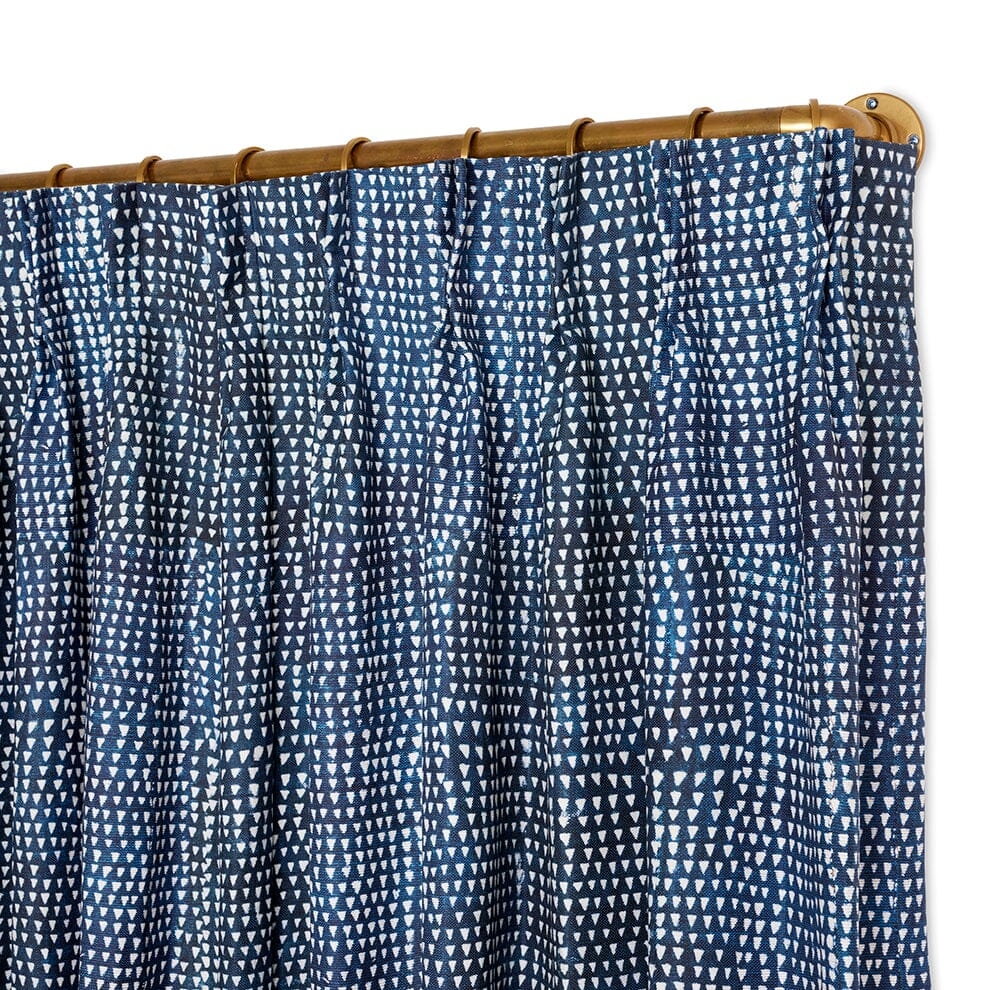Arrows Indigo French Pleat Curtain by St. Frank | Blue | 96" Panel | Cotton/Linen - Image 0