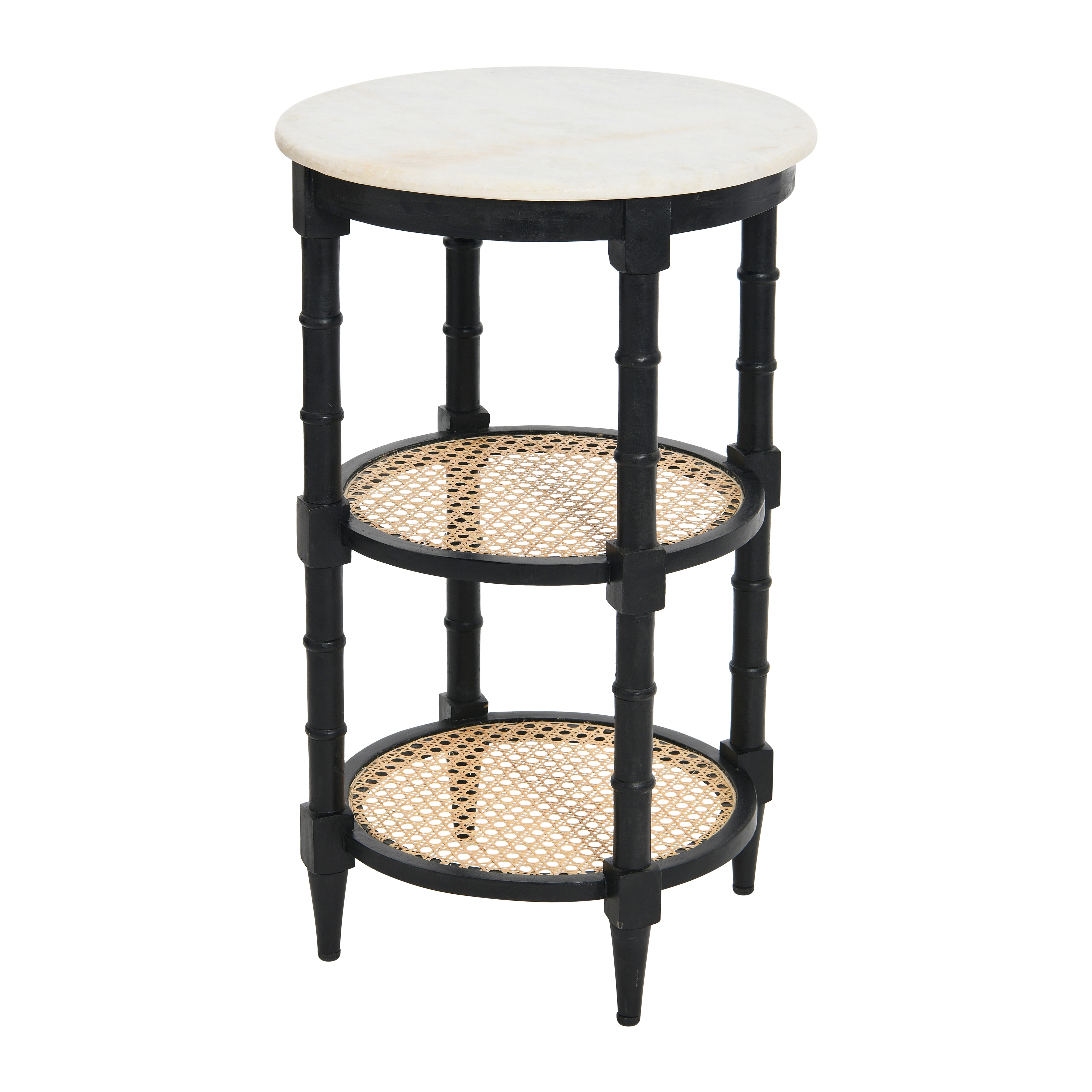 Mango Wood and Woven Cane Side Table - Image 0