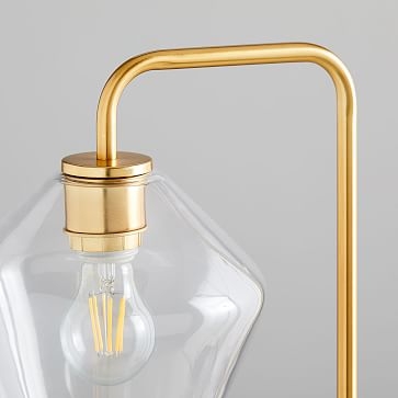 Sculptural Floor Lamp Antique Brass Milk Glass Geo (58") - Image 2