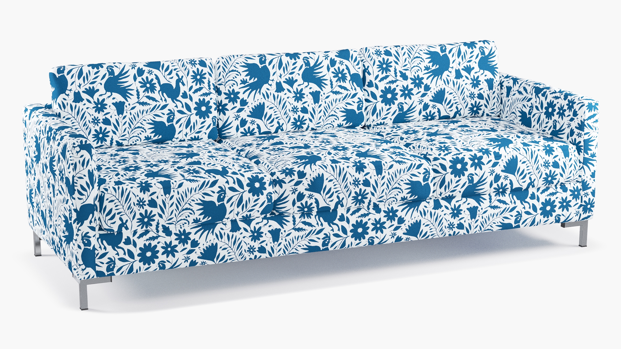 Modern Sofa, Cerulean Frida, Chrome - Image 1