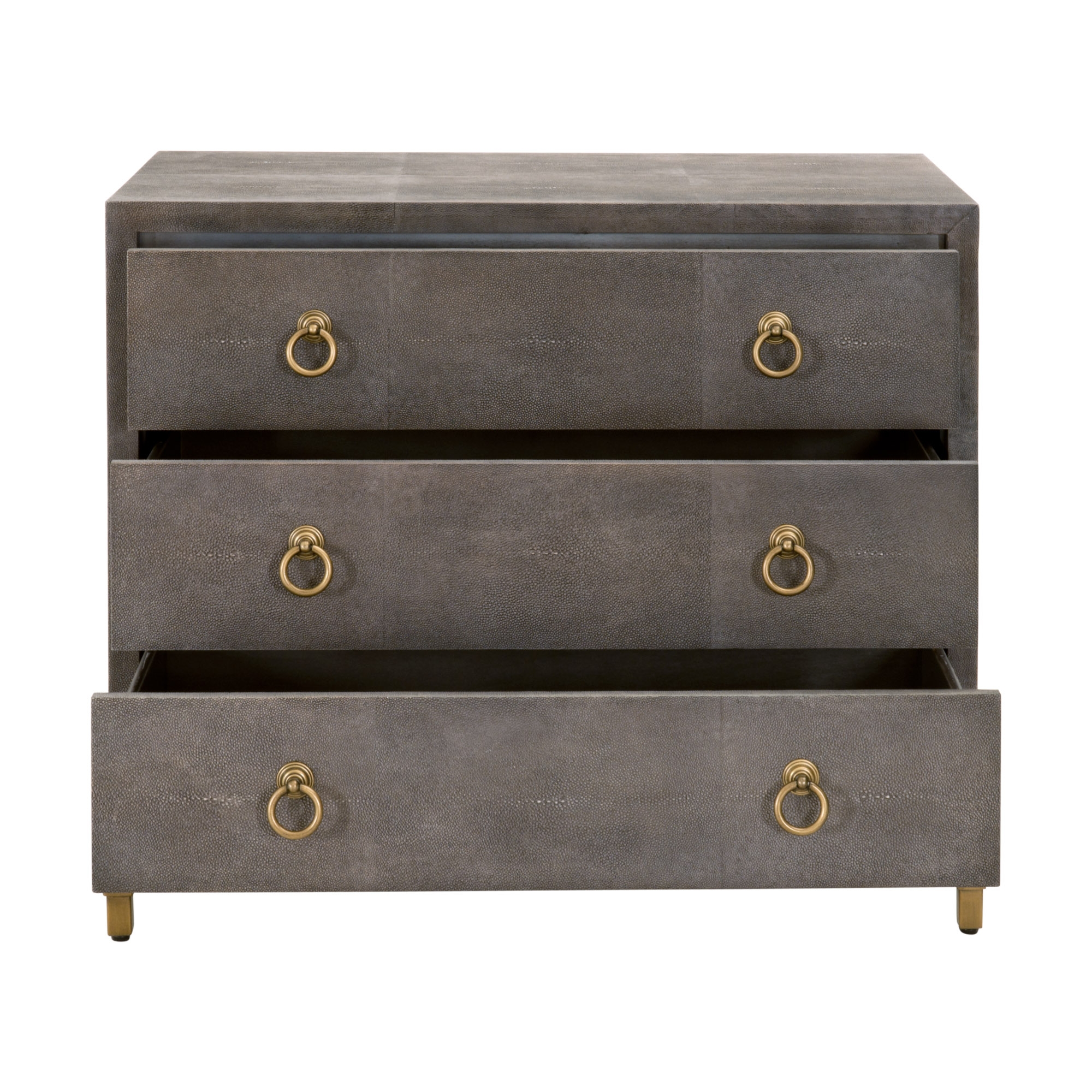Colette Shagreen 3-Drawer Nightstand, Gray & Gold - Image 1