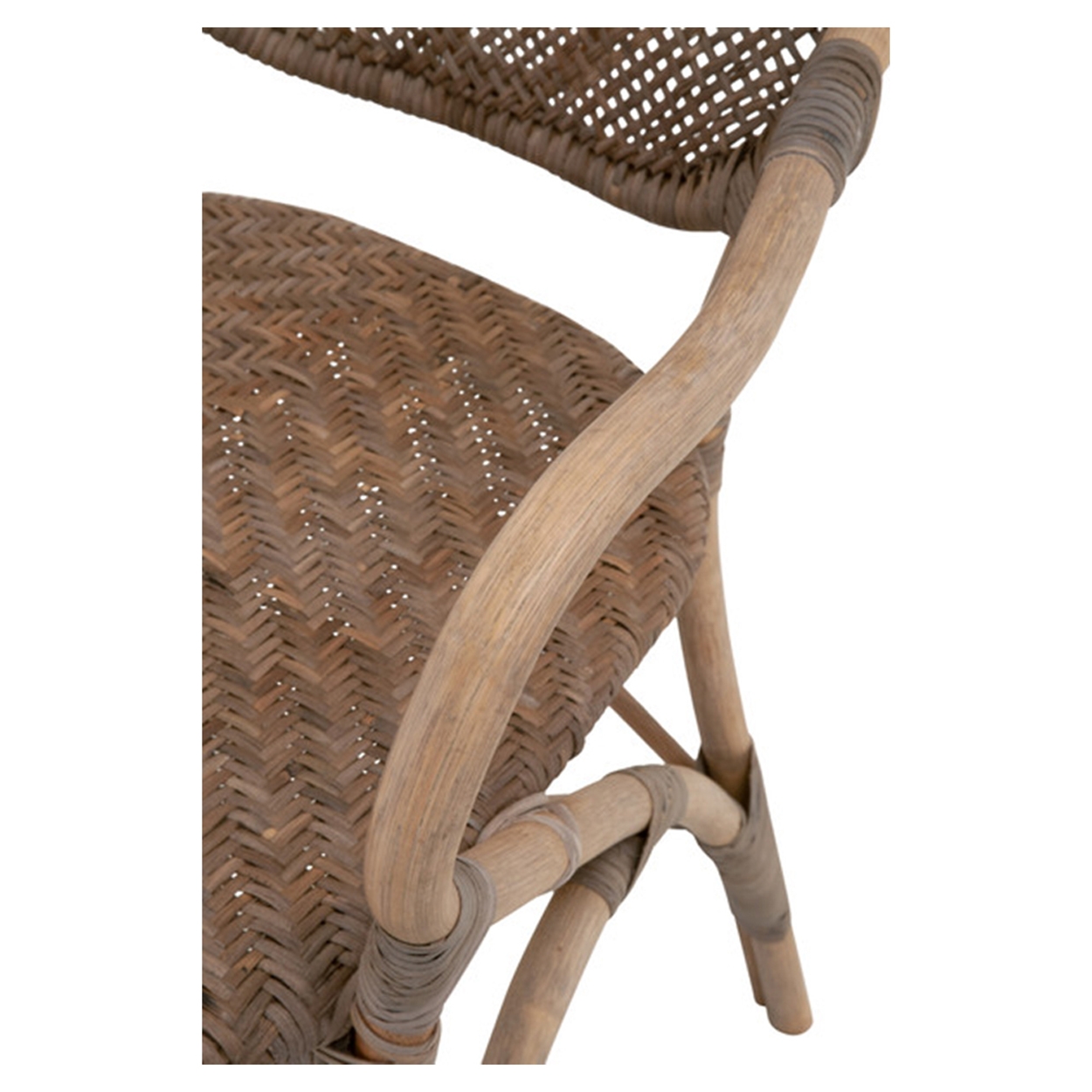 Lisa Coastal Beach Matte Grey Rattan Dining Arm Chair - Image 5