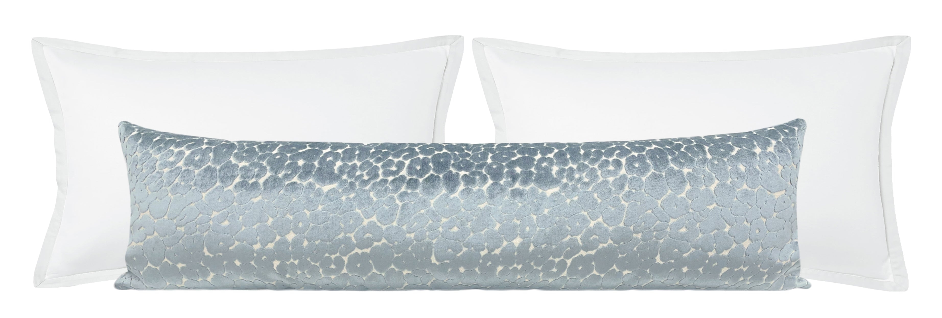 THE XL LUMBAR :: LEOPARD CUT VELVET // CERULEAN BLUE - 14" X 48" - Image 2