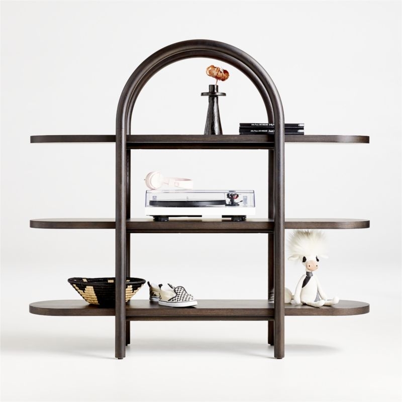 Canyon Black Wood Wide 3-Shelf Bookcase by Leanne Ford - Image 0