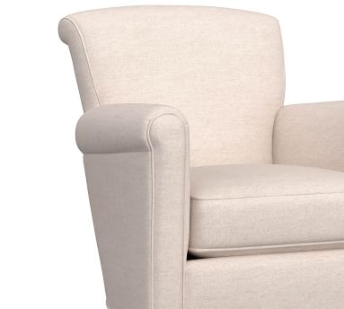 Irving Roll Arm Upholstered Armchair Without Nailheads, Polyester Wrapped Cushions, Performance Heathered Basketweave Alabaster White - Image 4