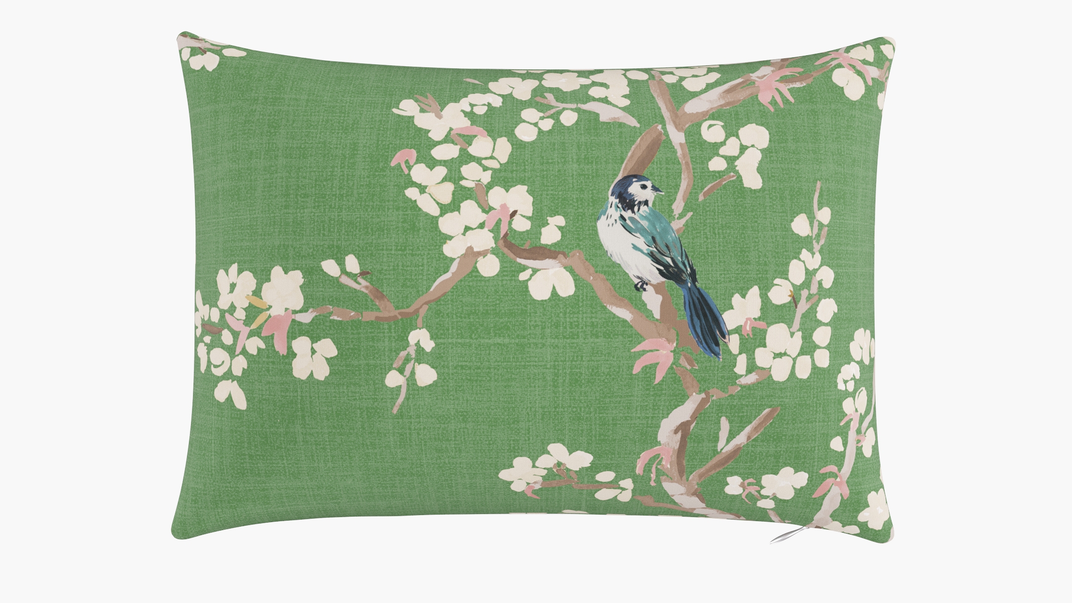 Throw Pillow 14" x 20", Jade Cherry Blossom, 14" x 20" - Image 0