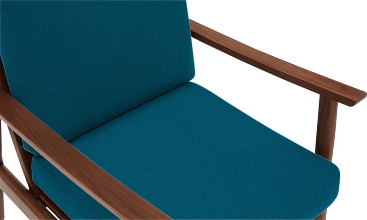 Blue Paley Mid Century Modern Chair - Key Largo Zenith Teal - Walnut - Image 4