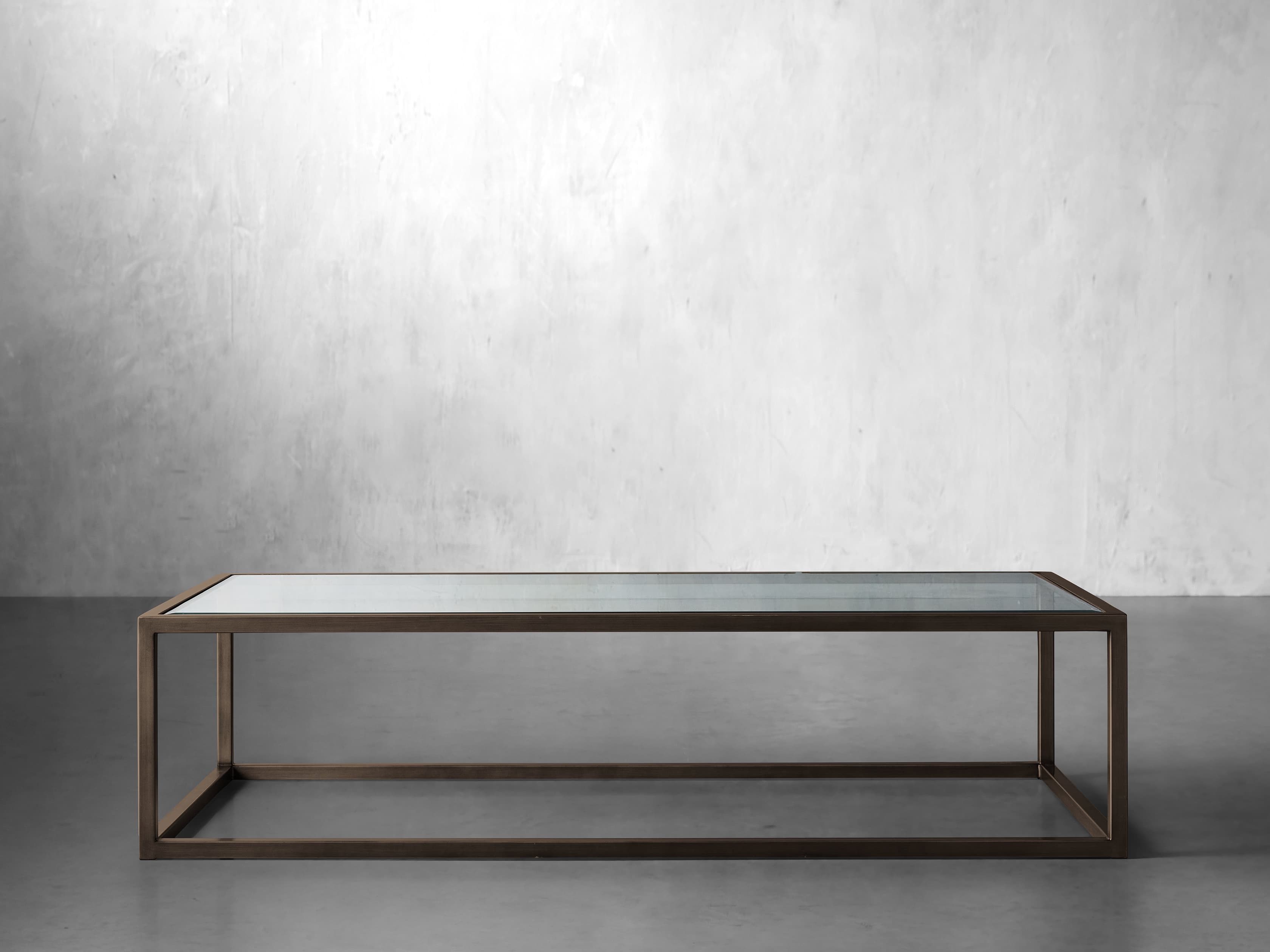 Palmer Coffee Table Glass in Brass  Antique - Image 0