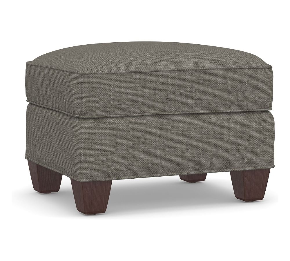 Irving Roll Arm Upholstered Storage Ottoman, Polyester Wrapped Cushions, Chunky Basketweave Metal - Image 0