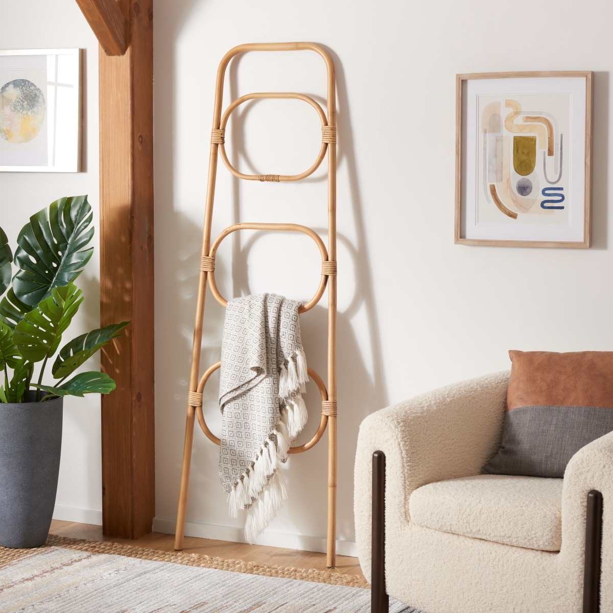 Keita 3 Tier Towel Hanger - Honey Brown Wash - Safavieh - Image 1