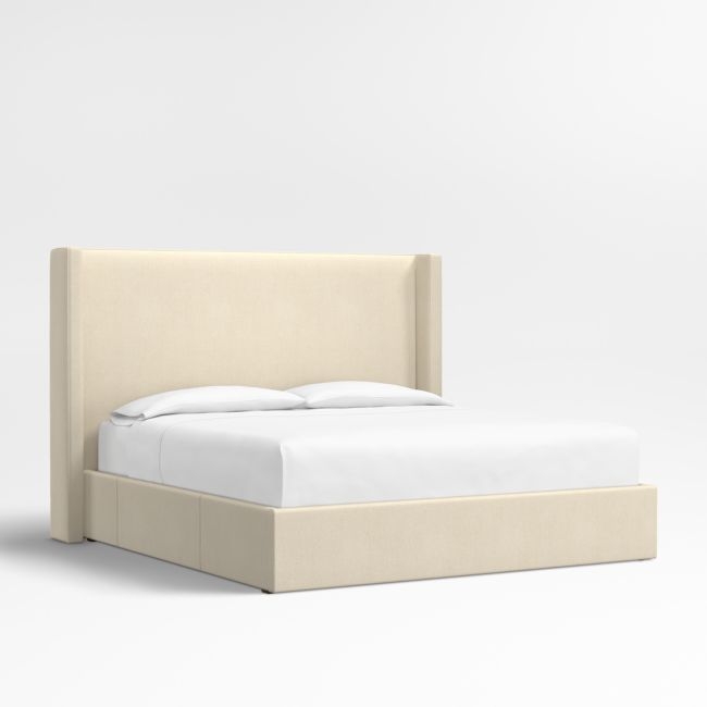 Arden 60" Ivory Upholstered King Headboard with Storage Bed Base - Image 0