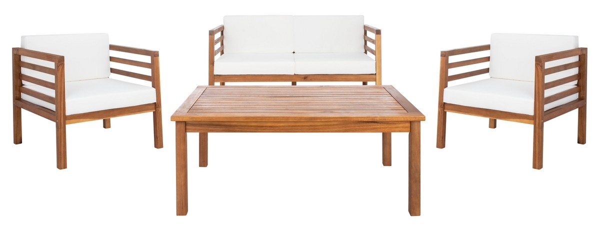 Kinnell 4 Pc Outdoor Living Set - Natural/Beige - Safavieh - Image 0