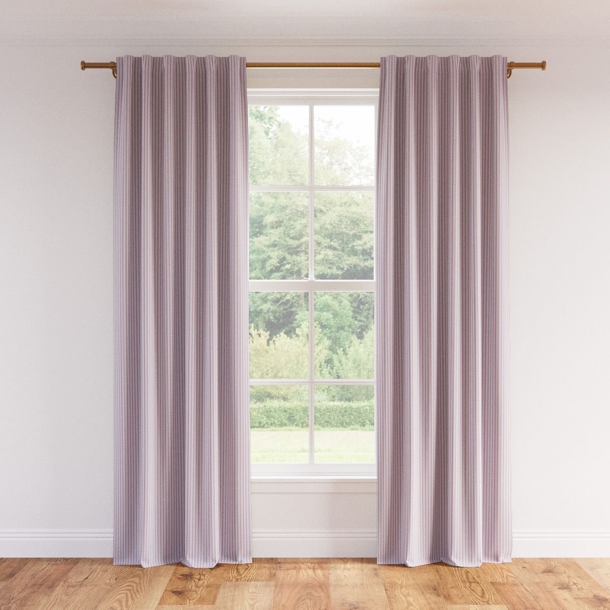 Printed Linen Curtain, Pink Classic Ticking Stripe, 50" x 96", Blackout - Image 0